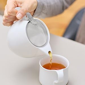 Zero Japan Bee House Round Teapot For One, 15 Oz - Ceramic Tea Pot with Stainless Steel Lid and Infuser, Dishwasher and Microwave Safe Tea Pots (Stone Gray)