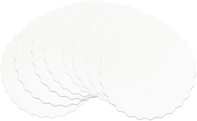 qiqee 12 Inch White Wave Cake Boards Round 15-Packs Circles Rounds Base Food-Grade Cardboard Wave Cake Plate(Thinner But Stronger)