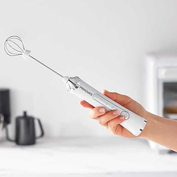 Handheld Milk Frother, Handheld Coffee Whisk, Low-Noise, USB Rechargeable, Black and White Color (Black without Stand)