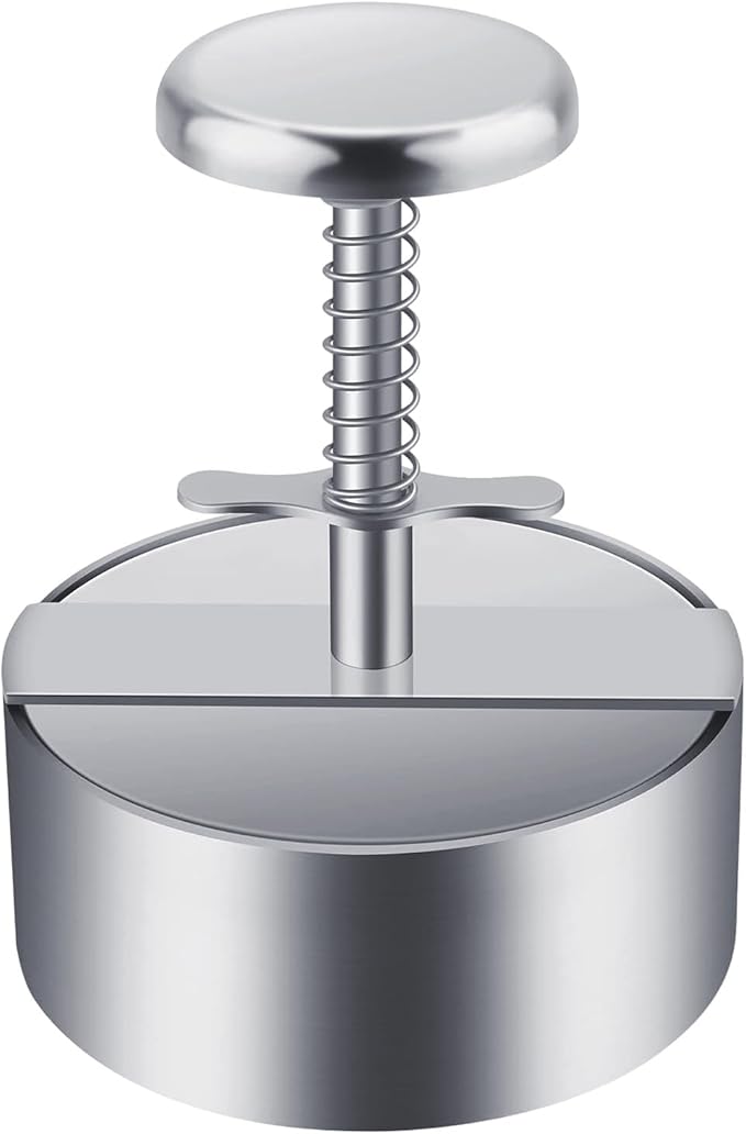 Owfeel Burger Meat Press, 304 Stainless Steel 4.5inch Adjustable Hamburger Patty Maker, Non-Stick Hamburger Press for Kitchen BBQ Grill