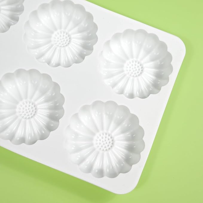 TUKE Silicone Chocolate Candy Molds Non-stick Daisy Flower Silicone Baking Mold BPA Free, Gummy Molds Silicone Candy Mold For Chocolate Cake Jelly Pudding Handmade Soap Mould (Daisy Flower L)