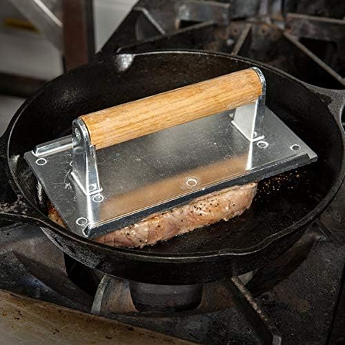 AME D'ESSENCE (1-PCS) Aluminum Steak Weight Commercial Grade Light Burger Press Great for Hamburger or Panini Press Medium Size 8 x 4