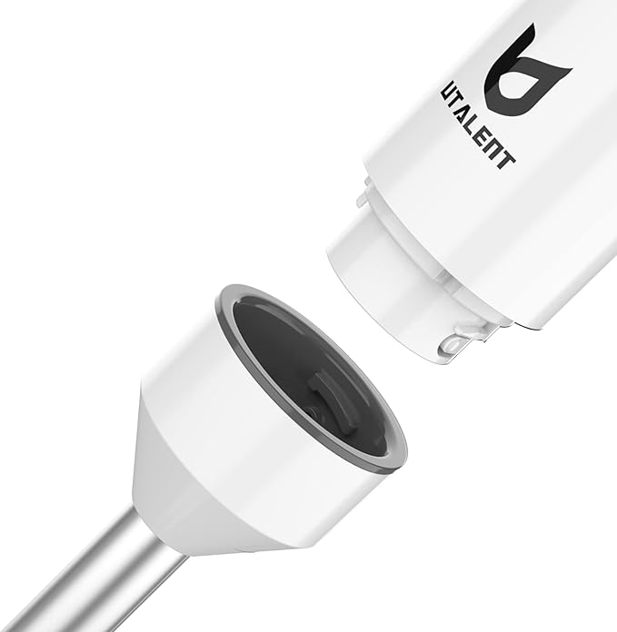 Cordless Hand Blender, UTALENT Variable Speed Immersion Blender Rechargeable, with 500ml Chopper, 600ml container, Egg Whisk, for Smoothies, Baby Food and Soups – White