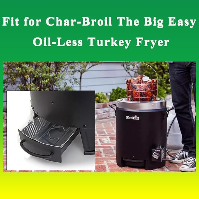 Drip Pans for Char Broil the Big Easy Oil-less Turkey Fryer 2425514W12, Disposable Heavy Duty Aluminum Foil Grease Tray Liner for Charbroil Grill, 10 Pack