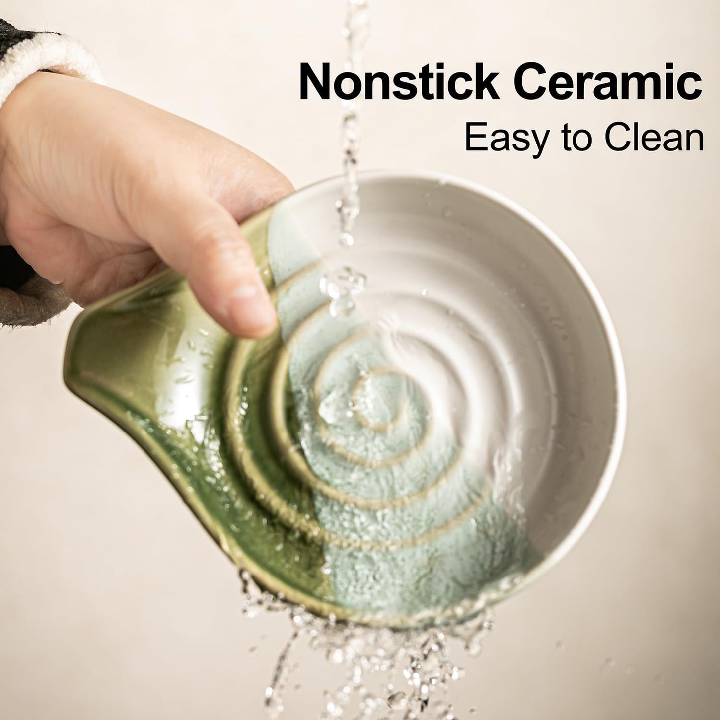 Ceramic Spoon Rest for Kitchen Counter & Stove, Large Spoon Holder for Cooking Utensils, Heat-Resistant, Nonstick, Easy to Clean, Modern Kitchen Decor, Gradient Green