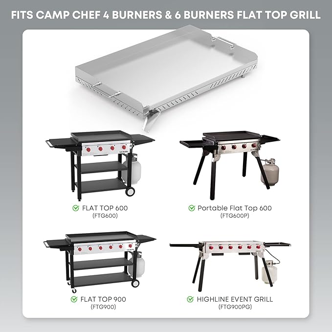 Stanbroil Stainless Steel Flat Top Griddle for Camp Chef 4 Burner Grills, FTG600, FTG900PG, Replacement for FTG600P, Cooking Dimensions: 28" x 17"