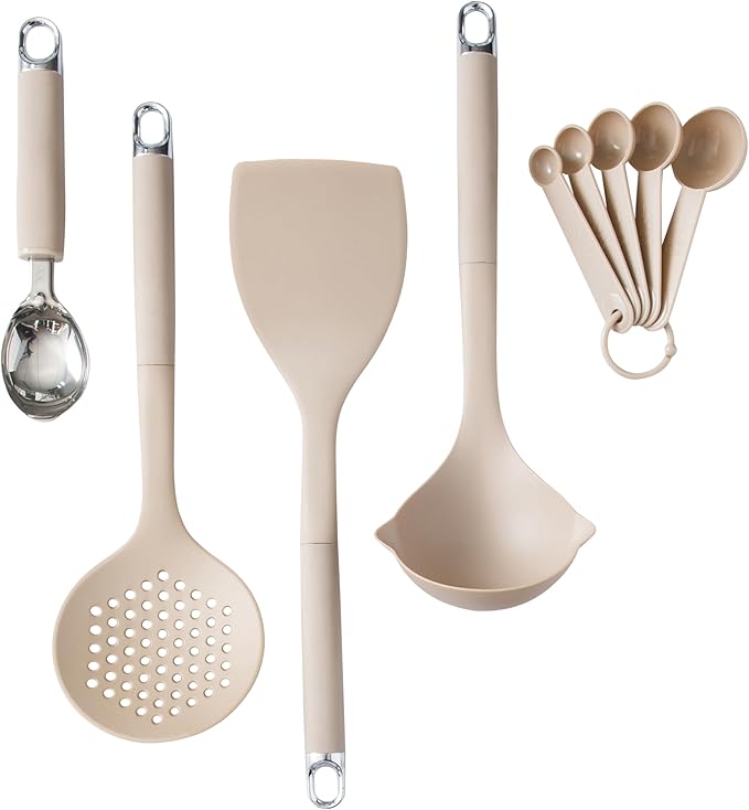 Gibson Home 20-Piece Kitchen Gadget & Tool Set – Nylon Cooking Utensils Spatulas, Ladle, Skimmer, Serving Spoons, Measuring Cups & Spoons, Can Opener, Peeler, Ice Cream Scoop & More