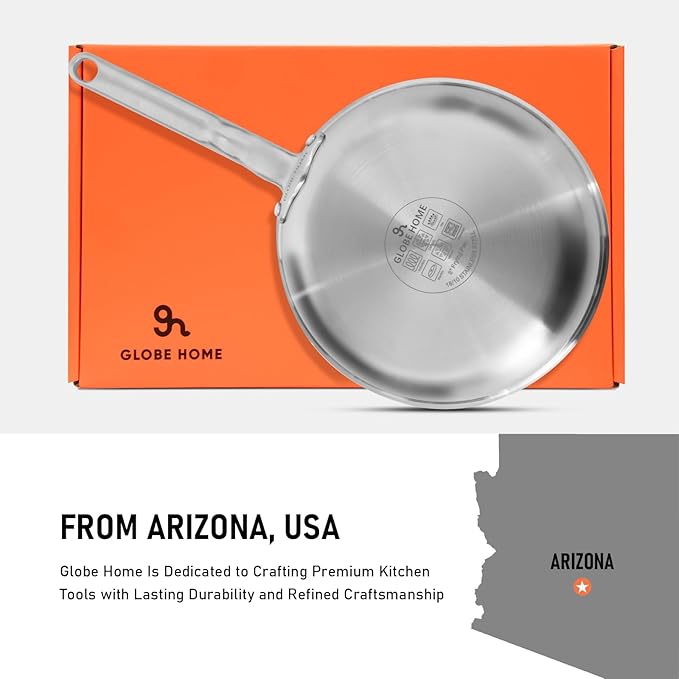 8 Inch Ceramic Non Stick Frying Pans - 5 Ply Stainless Clad Nonstick Skillet, Professional Cookware for Induction, All Stoves and Oven