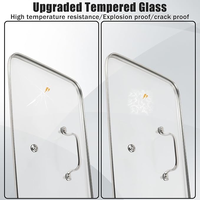 Vayepro Griddle Glass Lid for Lodge 10.62-inch x 16.14-inch Cast Iron Rectangular Reversible Grill/Griddle, Clear Pot Cover Accessories, Glass Basting, Keep Warm and Prevent Splashing