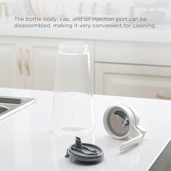 Auto Flip Glass Olive Oil Dispenser Bottle With Scale - Clear 29oz Kitchen Cruet Set of 2