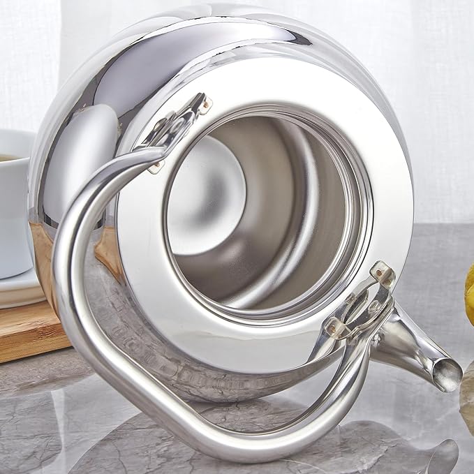 SANQIAHOME Stainless Steel Teapot With Removeable Infuser 71 oz (2000ml) Thickened Mirror Polished Stovetop Tea Maker for Herbal and Infusion