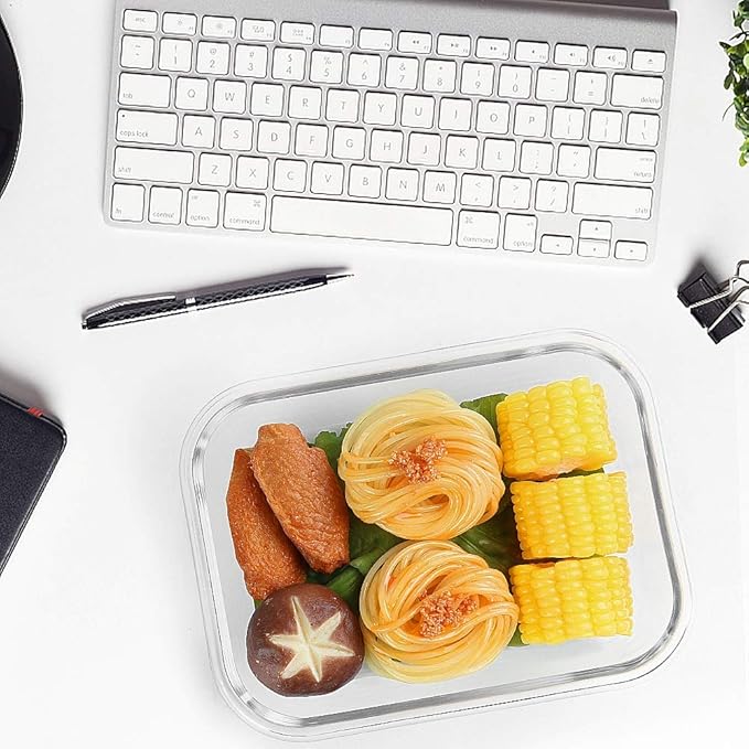 M MCIRCO [10-Pack,22 Oz Glass Meal Prep Containers,Glass Food Storage Containers with lids,Glass Lunch Containers,Microwave, Oven, Freezer and Dishwasher, White