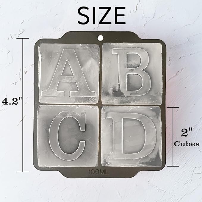Letter V Monogram Ice Cube Mold Custom Ice Cube Mold 2 Inch Big Initials Silicone Ice Cube Tray Gifts for DAD Gifts for Him