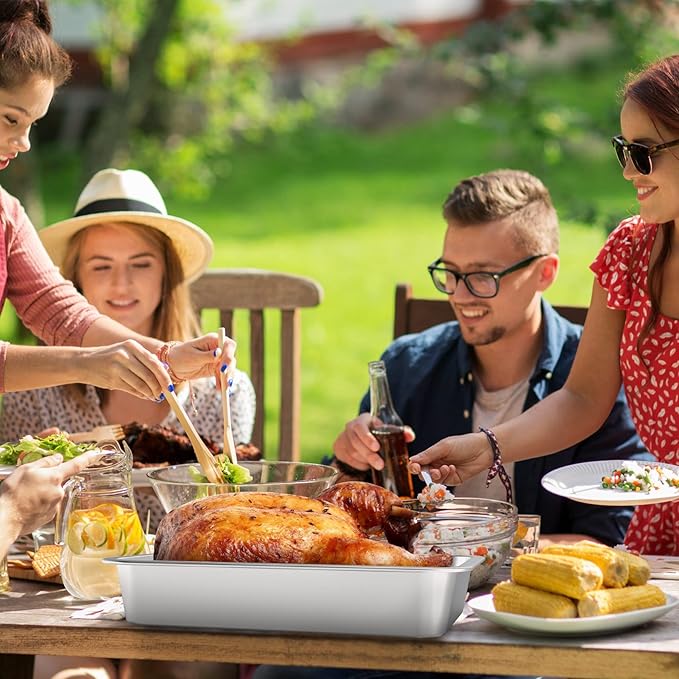 only fire Stainless Steel Baking Pan Roaster Ovens Cookie Sheet Barbeque Grilling Pan for Baking Breads, Grilling Chicken, Vegetables, Easy to Clean & Dishwasher Safe