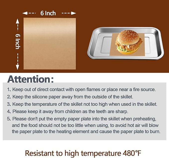 300PCS Thickened Precut Parchment Paper Sheets, 6×6 In Non-Toxic Burger Paper Sheet,Heavy Duty Burger Patty Paper for Baking, Grilling, Seperating Patty, Comes in Convenient Packaging, Brown