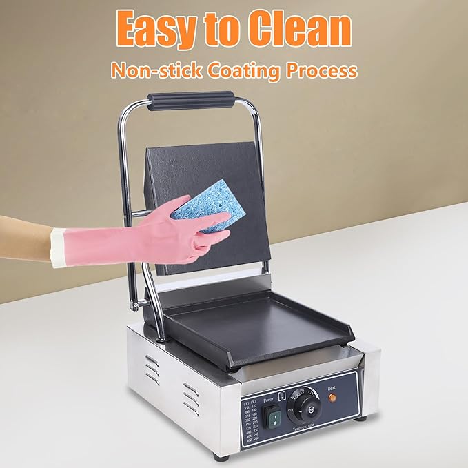 Commercial Panini Press Sandwich Maker Machine 1800W Commercial Electric Griddle Sandwich Press Grill Cheese Sandwich Maker Countertop Panini Grill for Restaurant Cafe