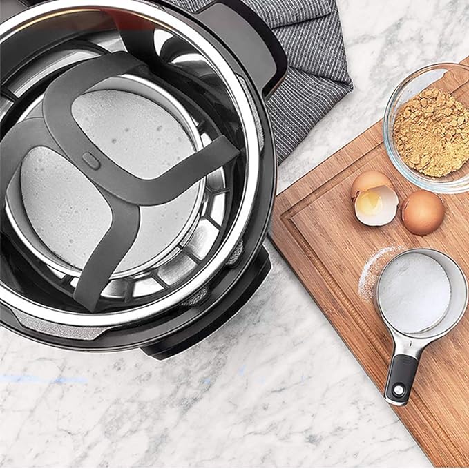 Pressure Cooker Sling, Silicone Bakeware Sling for 3Qt Instant Pot, Multi-function Cooker Anti-scalding Bakeware Lifter Steamer Rack, BPA-Free Silicone Egg Steamer Rack (Gray)
