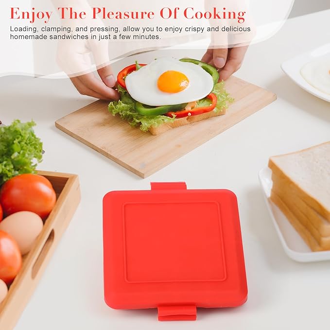 Microwave Toastie Sandwich Maker, Sandwich Maker, Panini Maker, Versatile Small Toaster, Easy to Clean and Store, Perfect for Cooking Breakfast, Grilled Cheese, Snacks(Red)