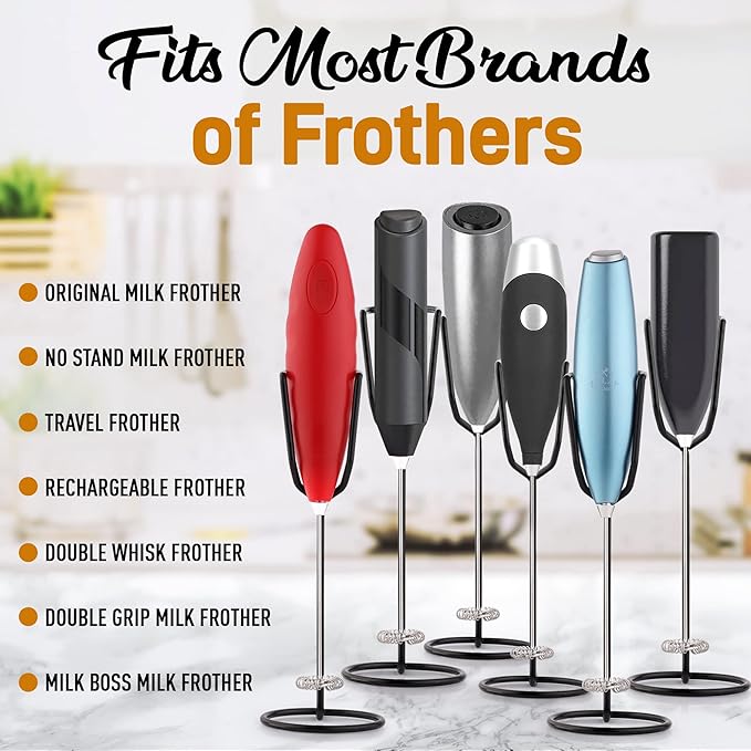 Zulay Kitchen Ultra Frother Stand for Milk Frothers - Heavy Duty, Rust Resistant Premium Milk Frother Holder for Multiple Types of Handheld Frothers (Black)