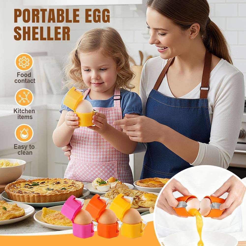 Egg Shell Opener, 2026 Upgrade Egg Peeler, Stainless Steel Egg Slicer for Hard Boiled Eggs, Egg Peeling Tool, Hard Boiled Egg Peeler, Egg Shell Cutter for Boiled Egg (Orange)