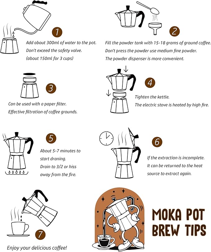AGOGO Milano Moka Pot, Stovetop Espresso Maker, Greca, Coffee Percolator, Turkish Coffee Maker with Paper Filter 6 Cup Red
