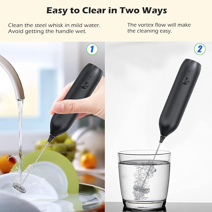 Rechargeable Milk Frother Wand,Drink Mixer Handheld,Electric Whisk with USB-C,Foam Maker for Coffee Stirrer,Hand Blender for Lattes,Matcha,Cappuccino,Frappe,Hot Chocolate.