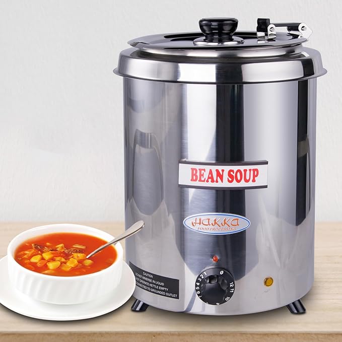 6Qt Soup Warmers Commercial Soup Kettle Warmer with Hinged Lid and Detachable Stainless Steel Pot, Food Warmer for Parties, Buffet