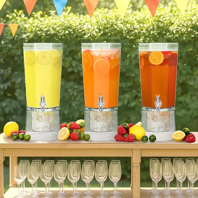 Lifewit 1 Gallon Plastic Drink Dispenser, Juice Containers with Lid for Party, Ice Beverage Dispenser with Stand for Lemonade/Soda/Tea, BPA Free