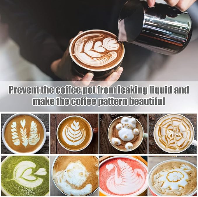 1PCS 350ML/12oz Milk Frothing Jug for Coffee Machine 304 Stainless Steel Milk Pitcher Cup with Spoon Milk Cup for Making Cappuccino Latte and Espresso