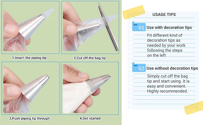 XXL 23 Inch Extra Large Piping Bags 200 Pack - Disposable Pastry Bags - Thick Anti-Burst Pastry Icing Frosting Piping Bags For Decorating Cupcakes Cakes Cookies (Large 23 Inch-200 Pack)