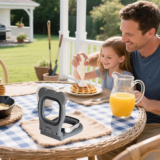 Sandwich Cutter and Sealer - 3.7" Circle & Square Pocket Sandwich Maker, Intuitive & Easy-to-Use for Boys &Girls, Perfect for Breakfast & Lunchboxes (Gray, Square)