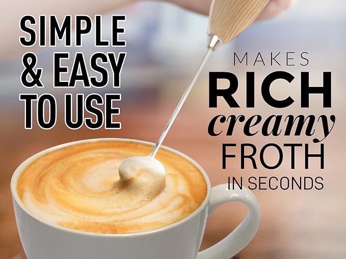Zulay Powerful Milk Frother for Coffee with Powerful Motor - Handheld Frother Electric Whisk, Milk Foamer, Mini Mixer & Coffee Blender Frother for Frappe, Latte, Matcha, No Stand - Maple