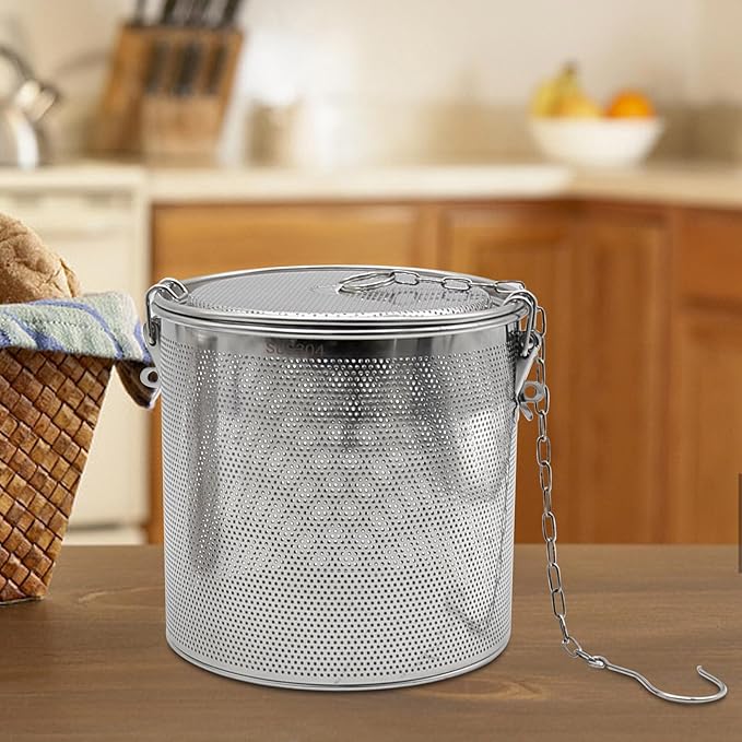 7inch Stainless Steel Seasoning Strainer Tea Ball Filter Soup Seasonings Seperation Basket Mesh Stewpot Basket Tea Infuser Tea Sieve for Home, Restaurant, Kitchen, Dining
