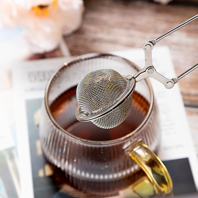 Yinder Loose Leaf Tea Infuser Stainless Steel Mesh Snap Tea Ball Strainers with Handle Metal(Silver)