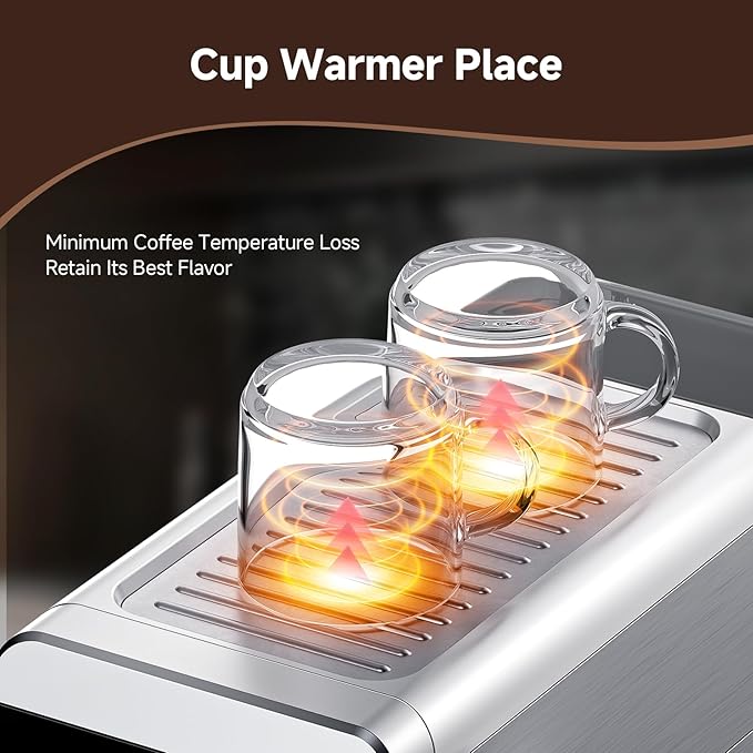 AMZCHEF Espresso Coffee Machine|20 Bar Pressure System|LED Touch Screen|Compact Design Perfect for Home & Office|41oz Water Tank
