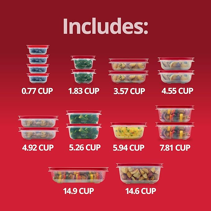 Rubbermaid EasyStore Containers, 38-Piece Set, Food Storage Containers, Food Storage Containers with Lids
