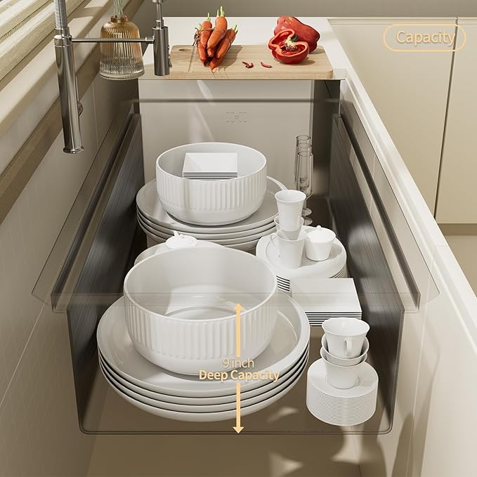 33 Inch Undermount Black Stainless Steel Kitchen Sink,33x19x9 Inch Deep Single Bowl Kitchen Sinks,16 Gauge Workstation KitchenSink, Modern Undermount Kitchen Sink with Ledge and Accessories