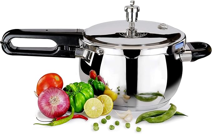 Vinod Pressure Cooker Stainless Steel – Glass Lid Handi Pot - 2.5 Liter – Indian Pressure Cooker – Stove Top Sandwich Bottom – Best Used For Indian Cooking, Soups, and Rice Recipes, Quinoa