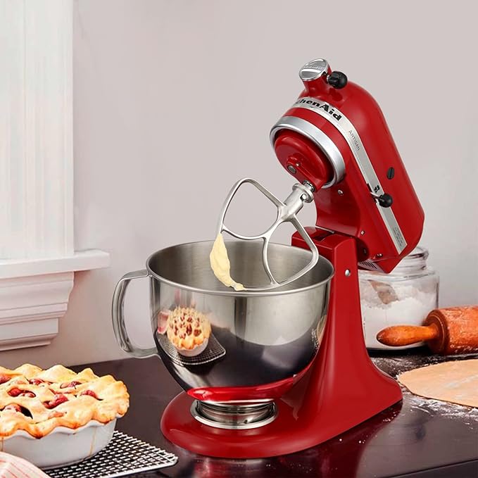 Gdrtwwh 5QT Flat Beater, 5QT Dough Hook, 5 Quart Bowl, 6-Wire Whip Attachment for KitchenAid Tilt-Head Stand Mixer, Dishwasher Safe