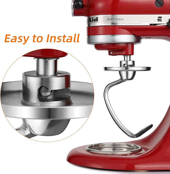 Gdrtwwh Stainless Steel Dough Hook Attachment for KitchenAid 4.5-5 Quart Tilt-Head Stand Mixer,Replacement Parts Bread Hook, Dishwasher Safe(Replace K45DH)