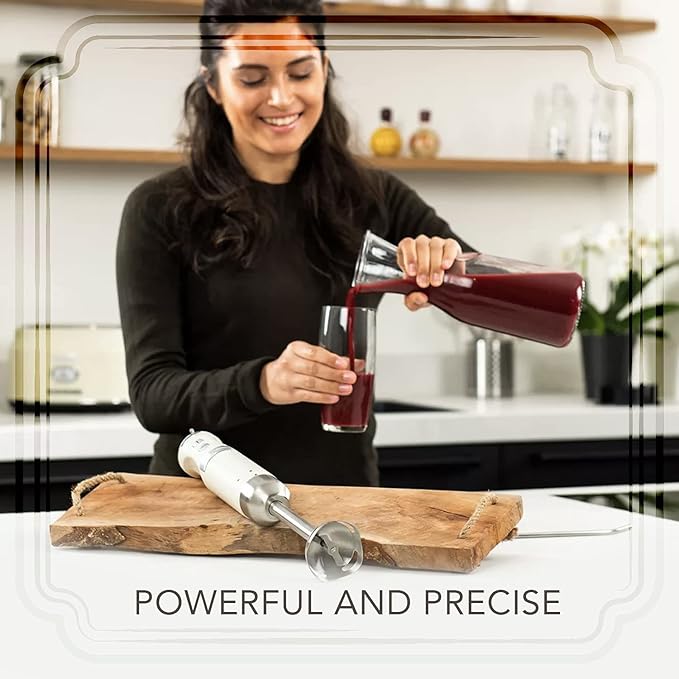 Westinghouse Hand Blender - 5-Speed Immersion Blender with Turbo Function, Stainless Steel Blades & Rod, 500W Power, Detachable Easy Clean Design, Best for Smoothies & Soups - Retro Appliance, White