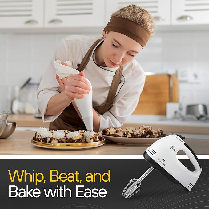 Hand Mixer Electric Handheld – 7 Speed Ultra Power Electric Mixer Handheld (Orange)