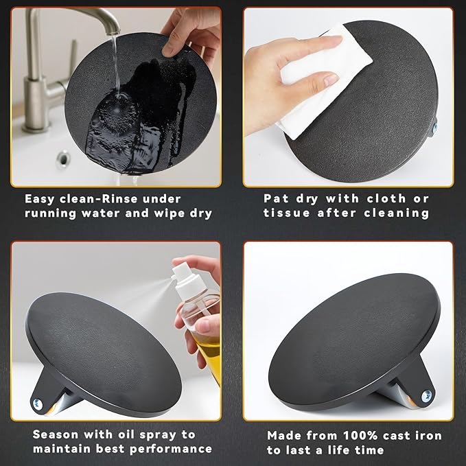 Smash Burger Press 6.7-Inch Round Cast Iron Grill Press with Ergonomic Silicone Handle – Heavy-Duty Bacon with Unique Burger Design for Even Grilling