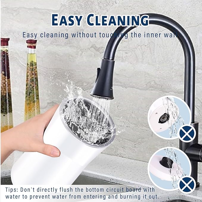 Huogary Milk Forther Simple Milk Frother and Steamer 2-in-1 Milk Steamer with Hot Milk Foam and Hot Milk for Latte, Macchiato, Cappuccinos, White (Medium)