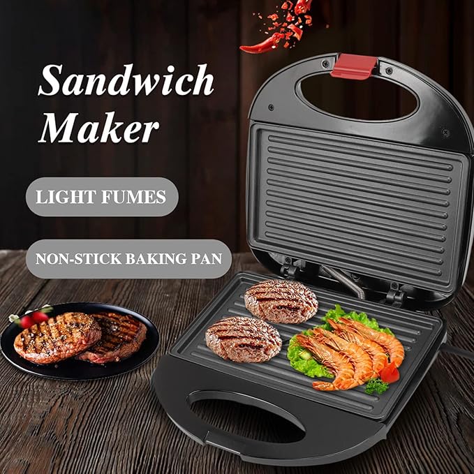 750W Panini Press, Sandwich Maker Nonstick Panini Sandwich Maker Double Sided Indoor Grill Sandwich Toaster for Cooking Baking(110V)