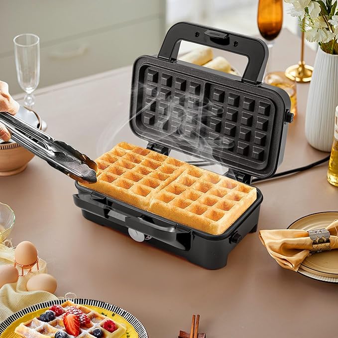 ARLIME Waffle Maker with Removable Plates, 1082W Electric Panini Press Grill w/Non-stick Plates, Indicator Lights, Sandwich Maker w/ 5-gear Temperature Control for Breakfast Grilled Cheese Steak