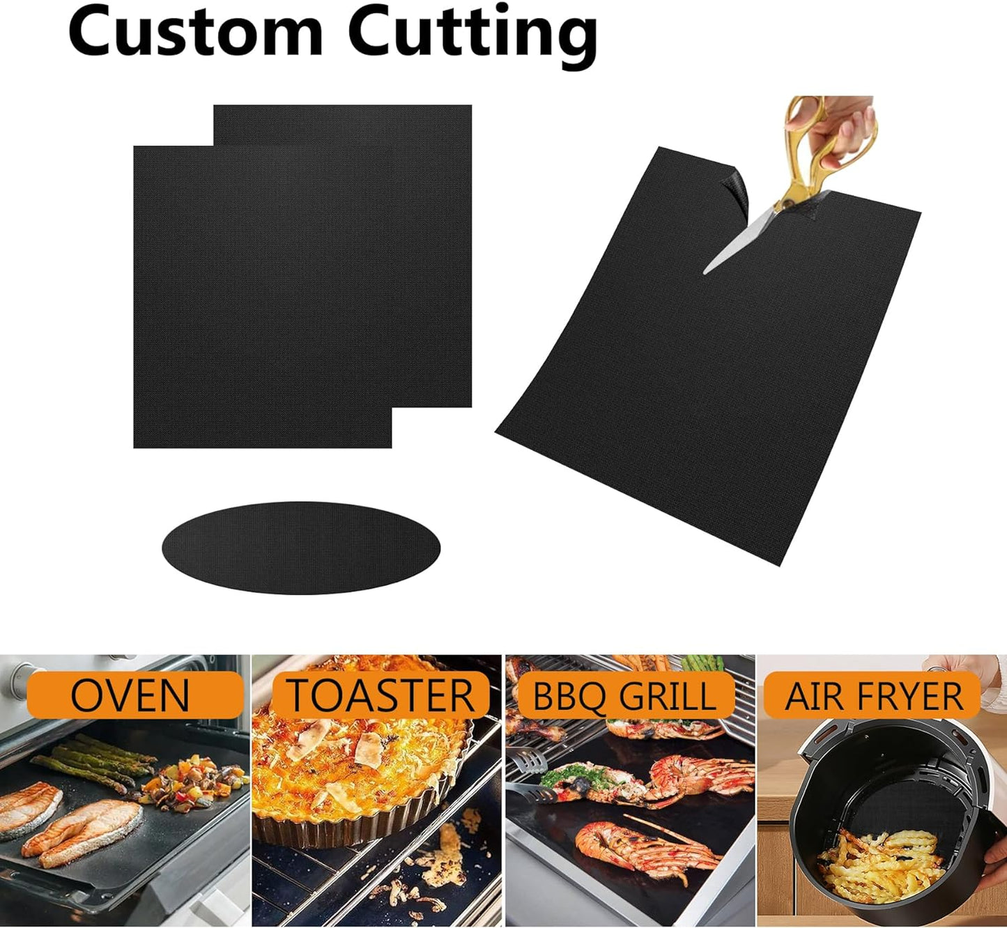 UBeesize 2 Pack Thickened Oven Liners for Bottom of Oven BPA & PFOA Free, Reusable 16x24 Inch Heavy Duty Non Stick Teflon Oven Mats, Fit Electric Gas Toaster Convection Microwave Ovens Grills