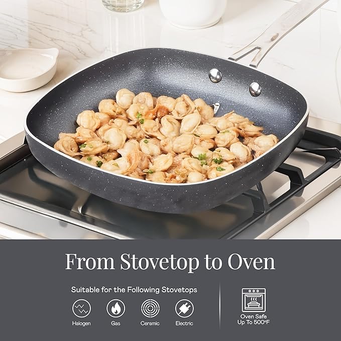 Granitestone 20 Pc Ceramic Cookware Set Nonstick, Complete Pots and Pans Set Non Stick for Kitchen with Bakeware, Cooking Utensils & Steamer, Non Toxic Made Without PFOA PFOS, Oven & Dishwasher Safe