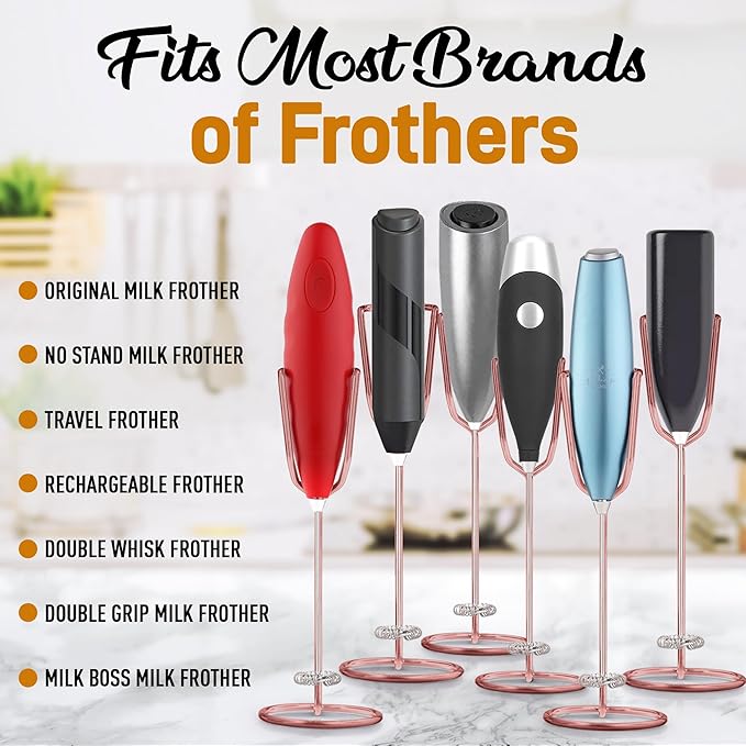 Zulay Kitchen Ultra Frother Stand for Milk Frothers - Heavy Duty, Premium Rust Resistant Milk Frother Holder for Multiple Types of Handheld Frothers (Rose Gold)