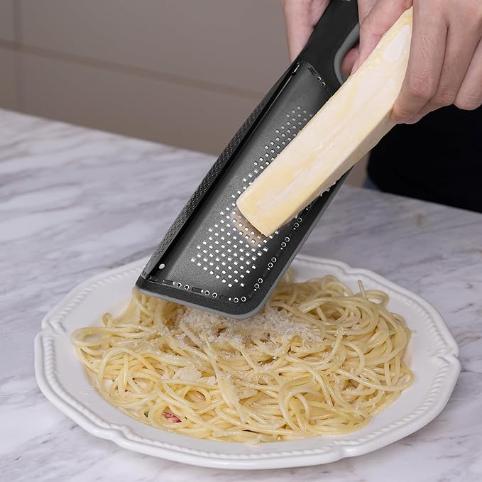 Cohesion Zester Grater Double-sided Graters for Kitchen - Kitchen Lemon Zester Tool for Cheese, Citrus, Garlic, Ginger, Nutmeg, Chocolate, Fruits, Vegetables with Sharp Premium Stainless Steel - Grey